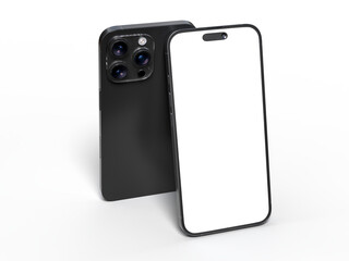 Realistic Smartphone with blank screens display isolated on background. Mobile phone digital mockups template for presentation branding, ads, banner, UI, UX interface, website, gadget presenting
