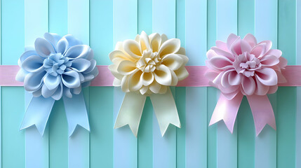 Obraz premium Pastel Flower Bows 3D Illustration