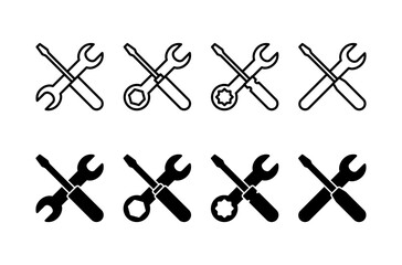 Repair icon vector isolated on white background. Wrench and screwdriver icon. settings vector icon. Maintenance. tools
