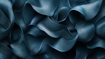 Obraz premium Dark blue fabric swirls, textured background, abstract design, website banner