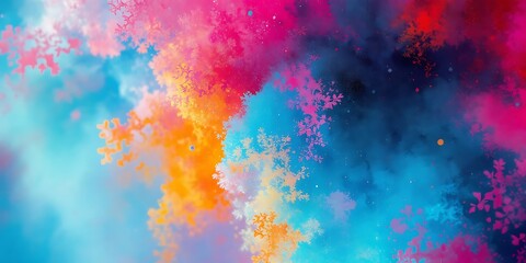 Colorful abstract art; vibrant hues, swirling patterns; cosmic, dreamy background; website design