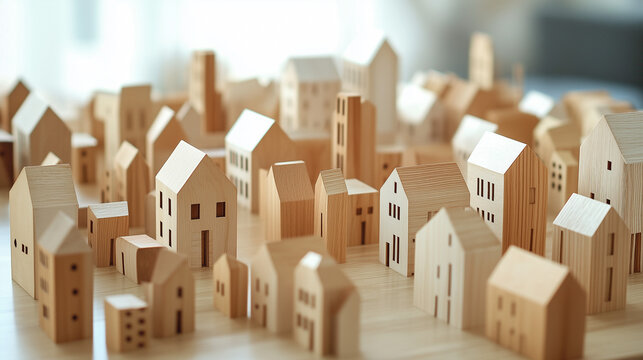 wooden model of a small town 