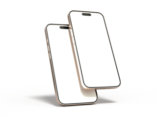 Smartphone closeup with blank screens display isolated on background. Mobile phone digital mockups template for presentation branding, ads, banner, UI, UX interface, website, gadget presenting