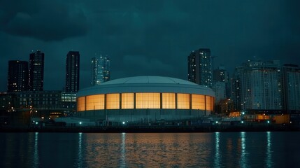 Obraz premium Brit Awards concept. Illuminated Cityscape with Architectural Wonders at Night