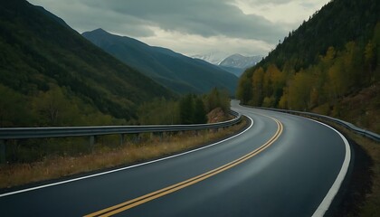 Scenic Curvy Road in the Mountains for Adventurous Journeys. 2