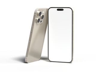 Smartphone closeup with blank screens display isolated on background. Mobile phone digital mockups template for presentation branding, ads, banner, UI, UX interface, website, gadget presenting