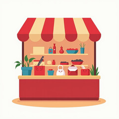 Cute Shop Market Stall Illustration - Kawaii/Cute aesthetic