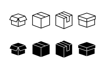 Box icon vector isolated on white background. Cardboard box, packaging open. Box vector icon