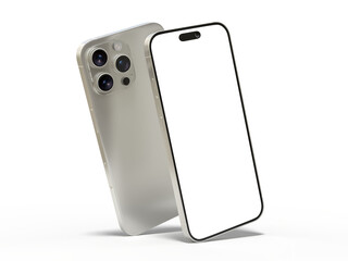 Smartphone closeup with blank screens display isolated on background. Mobile phone digital mockups template for presentation branding, ads, banner, UI, UX interface, website, gadget presenting