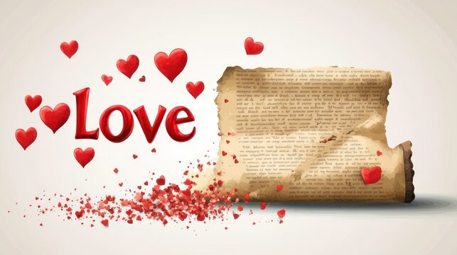 Romantic love letter hearts message Valentine's Day