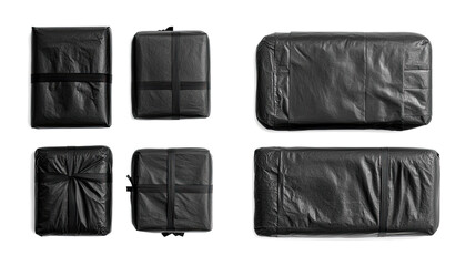 Fototapeta premium Elegant Black Gift Boxes in Various Sizes on Display Generative AI