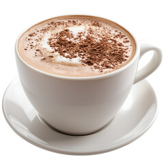 Obraz premium A cup of coffee with latte art, cut out. Isolated on transparent or white background