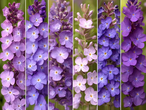 Purple Flower Collage -  Botanical Illustration