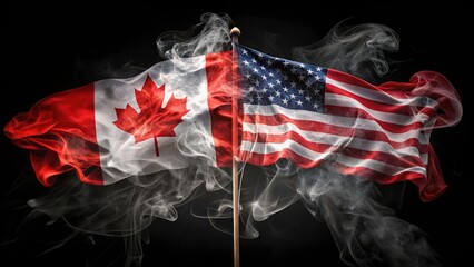 USA vs Canada: Smoky Mystic Flag Portraits -  Patriotic American & Canadian Flag Smoke Art
