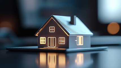 futuristic smart home model glowing with advanced AI driven technology