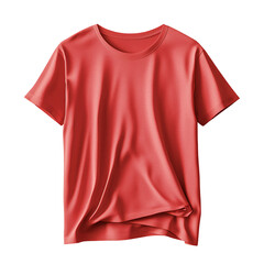 A plain red short-sleeve t-shirt displayed on a transparent background.