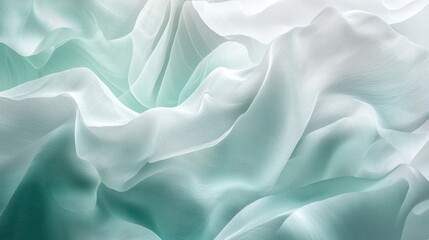 Fototapeta premium Elegant Draped Mint Green and White Silk Fabric Texture