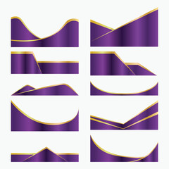 elegant purple gold corner element set design vector illustration