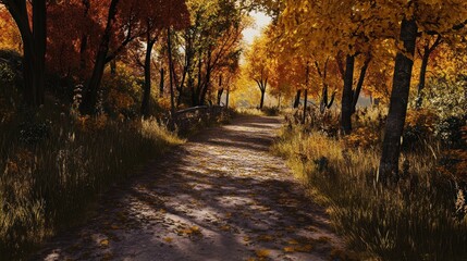 Naklejka premium Autumn Path in the Woods