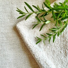 Woven Bath Towel with Fresh Herbs