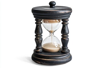 Antique black hourglass with distressed wood. Perfect for themes of time, patience, or mortality.