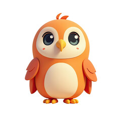 Obraz premium Cute Orange Cartoon Owl 3D Render - 3D rendering