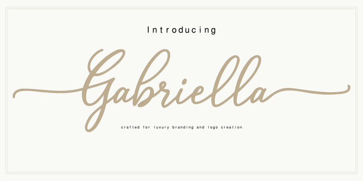 Elegant serif font "Gabriella" crafted for luxury branding and logo creation. This minimal and classic typeface blends vintage-inspired typography with timeless sophistication