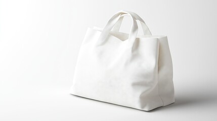 shopping bag made of white cloth with a handle. Mockup of textile reusable ecobags and blank canvas packets ,Full depth of field, isolated on white background