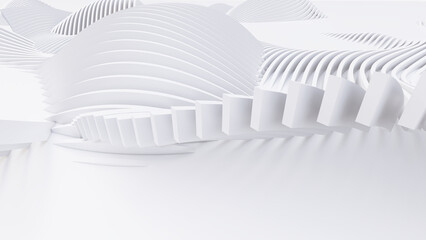 Abstract Curved Shapes. White Circular Background.