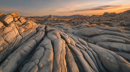 Golden Hour at Alabama Hills: Textured Rock Formations at Sunset