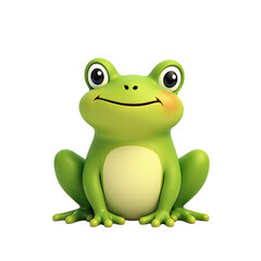 Fototapeta premium Cute Cartoon Frog, 3D Render, Green Amphibian - 3D renders