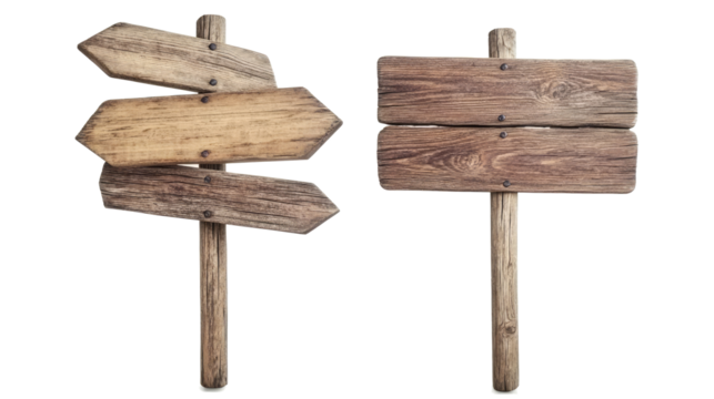 Cartoon Wood Signboard Set With Multiple Directions Generative AI