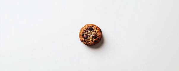 Single Chocolate Chip Cookie on White Background