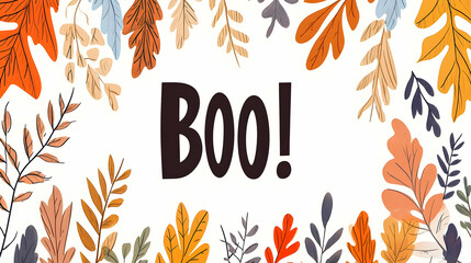 Autumn Leaves Boo Halloween Frame
