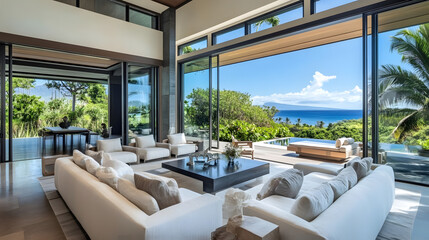 Fototapeta premium A well-designed living area with ample space and an inviting modern decor.