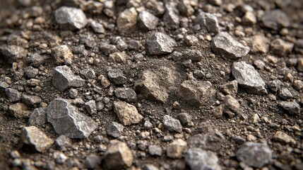 Fototapeta premium Rocky soil texture, close-up, outdoors, background blurred, design