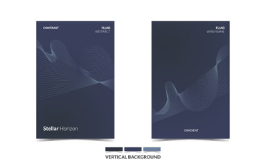 Fototapeta premium VERTICAL BACKGROUND 76 EDITABLE DARK COLOR COVER DESIGN, WITH FLUID WIREFRAME ARTWORK FOR A LOT OF DESIGN NEEDS 