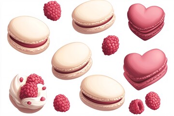 colorful macaroons isolated on white background