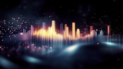 Abstract neon cityscape with glowing lights in futuristic night scene