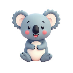 Naklejka premium Adorable 3D Koala Cartoon Animal - 3D renderings
