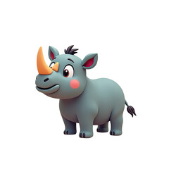 Fototapeta premium Cute 3D Cartoon Rhino Illustration - 3D illustrations