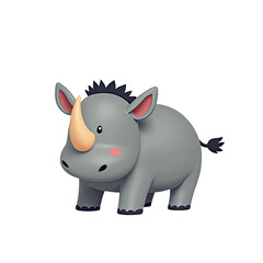 Naklejka premium Cute 3D Cartoon Rhino Illustration - 3D Illustrations