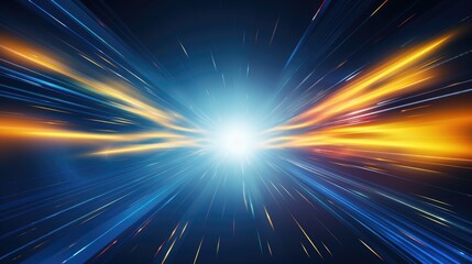 A dynamic burst of light and color, suggesting speed and energy in a cosmic setting.