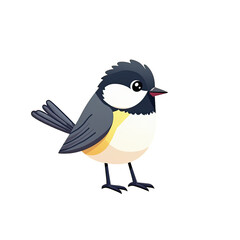 Obraz premium Cute Cartoon Great Tit Bird Illustration - Cute animal illustrations