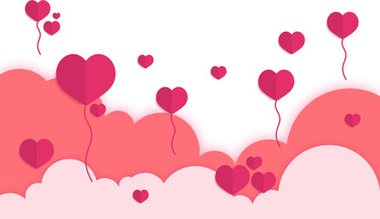 Valentine's Day Hearts Cloud Border