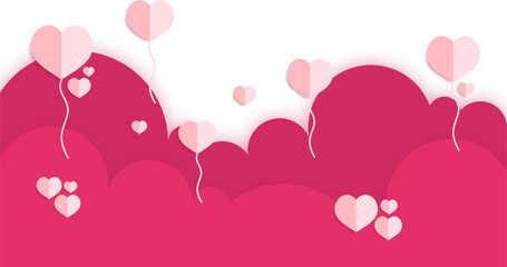 Valentine's Day Hearts Cloud Border