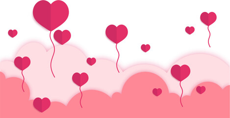 Valentine's Day Hearts Cloud Border
