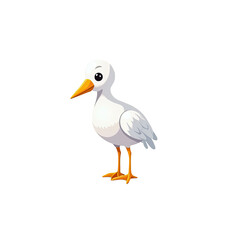 Fototapeta premium Cute Cartoon White Bird Illustration - Cute and Kawaii aesthetics