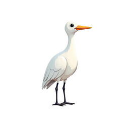 Cute Cartoon White Heron Bird Illustration - Minimalist illustrations