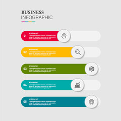 Colorful business infographic with icons and 5 options